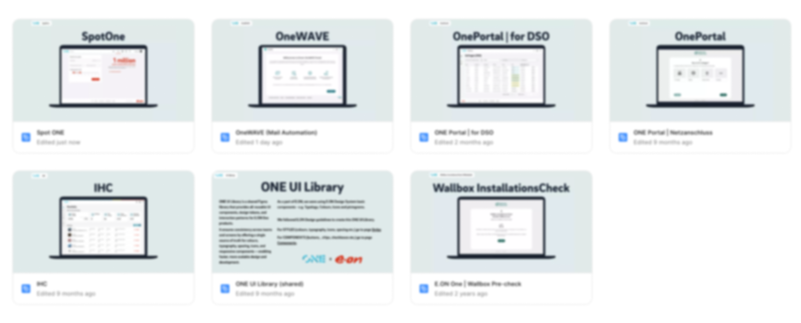 image of products based on one UI library. Image is blurry due to NDA.