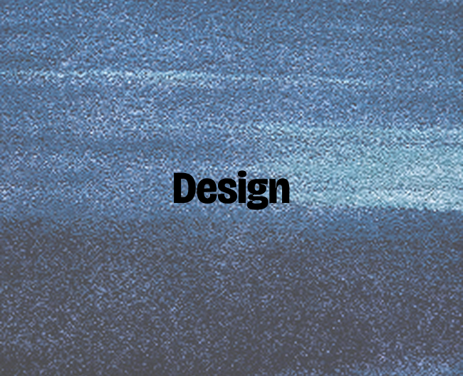 Illustration with blue palette, card name Design.