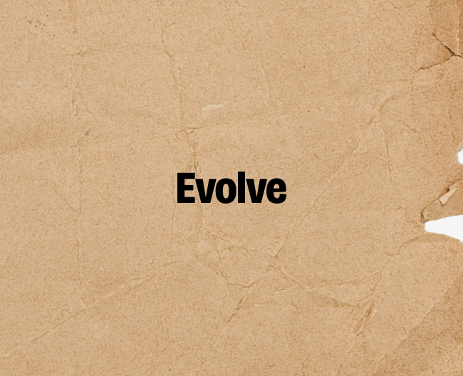 Illustration with paper background and card name Evolve.